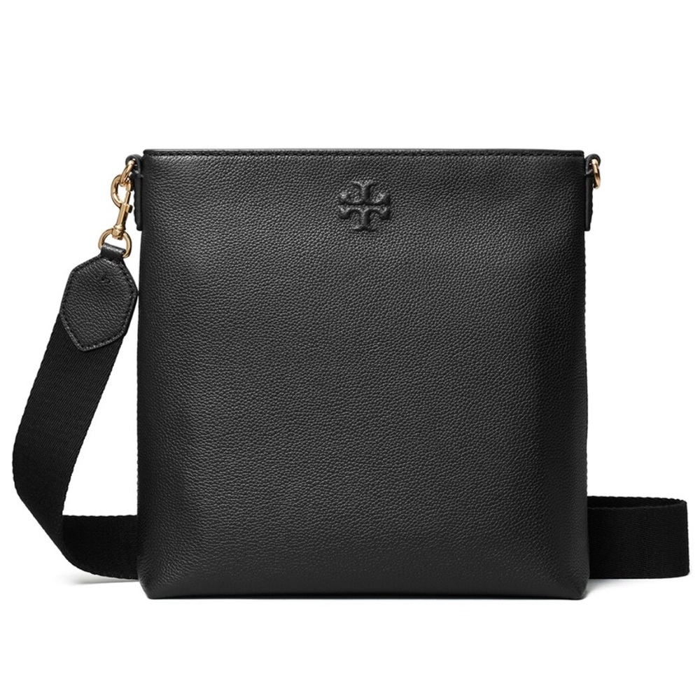 Tory Burch Purse Crossbody Bag Black Leather Thea Swingpack Zip New